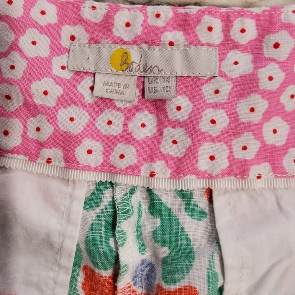 Boden Linen Floral Print Shorts Size 10 - Picture 2 of 12